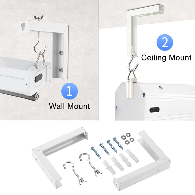 [Australia - AusPower] - Suptek Universal Projector Screen Wall Mount L-Brackets Wall Hanging Mount 6 inch Adjustable Extension Mounting Hooks for Projection Screen up to 66 lbs, 30 kg Capacity Each, PRL001, White (1 Pair) 