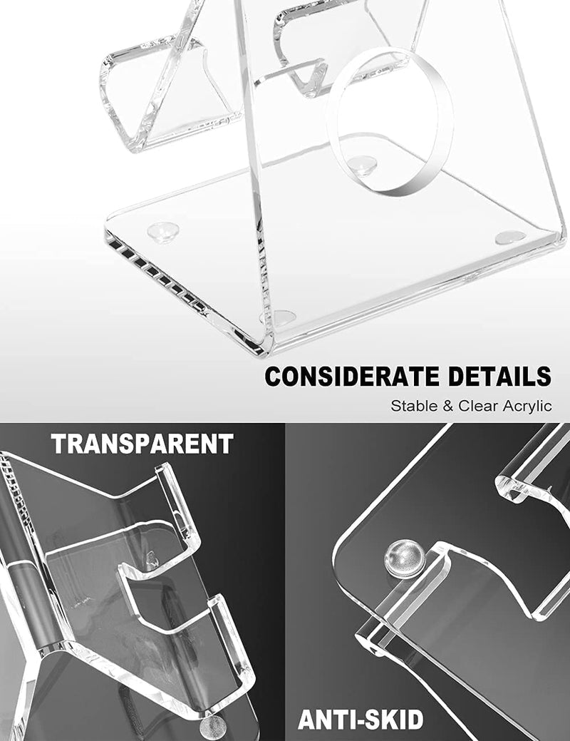 [Australia - AusPower] - DesignComfort Acrylic Cell Phone Stand , Acrylic Phone Stand for Desk,Clear Phone Stand, Dock, Cradle, Compatible with Phone 13 Pro Max Mini 11 Xr 8 SE, Android Smartphone, Pad,Desk Accessories 