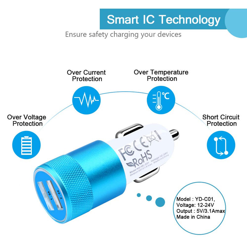 [Australia - AusPower] - Fast Car Phone Adapter, 3.4 A Car Plug C Charger Set for Samsung Galaxy A21,A11,A01,A42, A52,A20s,A30s,Note 10,S20 /S10 Pixel 5 4A XL LG Stylo 6,Wall Plug in Phone Charger+ 2PC 6 FT Cable Cords 