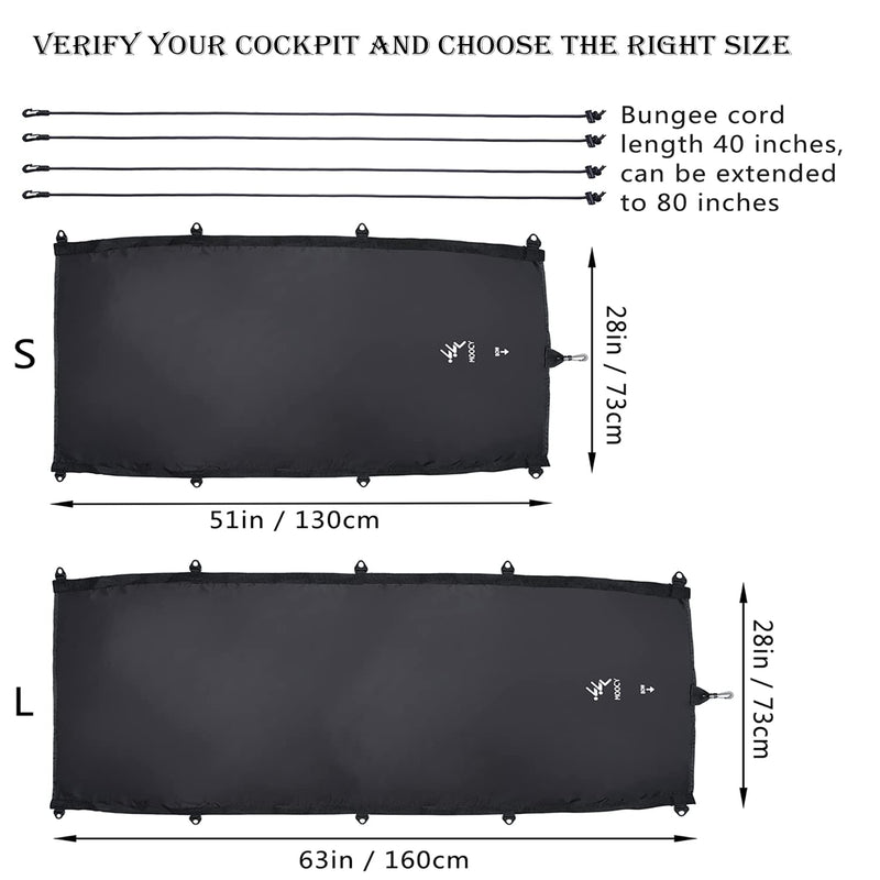 [Australia - AusPower] - MOPHOEXII Universal Waterproof Kayak Cockpit Drape Waterproof Seal Cockpit Cover for Indoor and Outdoor 2 Sizes Optional Black Small（outer cockpit to 51in） 