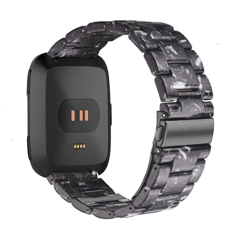[Australia - AusPower] - Ayeger Band Replacement for Fitbit Versa/Versa 2 Smart Watch/Special/Lite Edition, Fashion Resin Wristbands Women Men Replacement Bracelet Metal Stainless Steel Black Buckle(Black) 