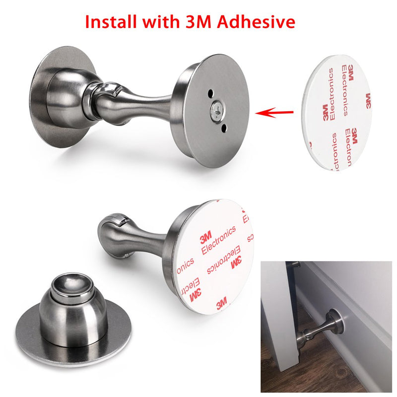 [Australia - AusPower] - Sumnacon Magnetic Door Stopper, Heavy Duty Stainless Steel Door Stop Holder Come with 4 Pcs 3M Double-Sided Adhesive Tape & Hardware Screws,Install with Adhesive Tape Or Screws On Floor Wall (Black) Black 