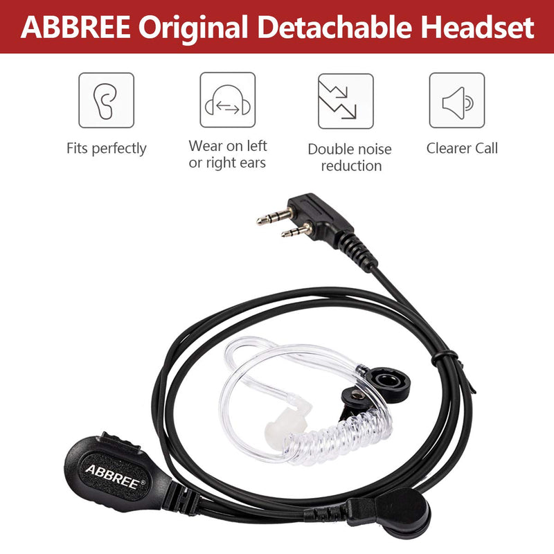 [Australia - AusPower] - ABBREE Original 2-Pin Detachable Headset Air Acoustic Tube Two Way Radio Earpiece for Baofeng UV5R UV-82 BF-888S BF-F8HP Series Walkie Talkie (2Pack) 2Pack 