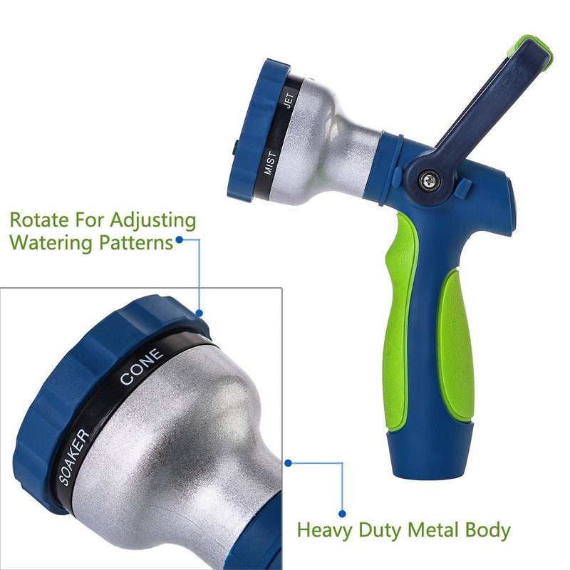 [Australia - AusPower] - GREEN MOUNT New Patent Garden Hose Nozzle, Heavy Duty Water Nozzle, High Pressure Fireman Style Nozzle with Ergonomic Handle for Women and Children to Water Lawn and Garden Green 