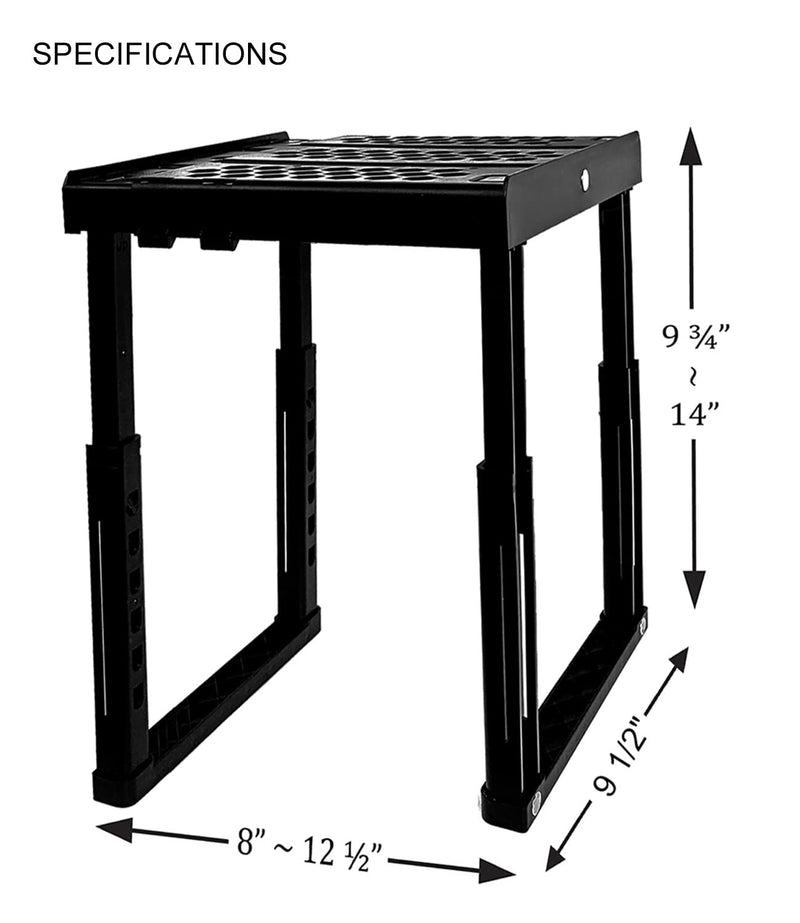 [Australia - AusPower] - Locker Organizer Shelf， Adjustable Width and Height , Ideal Locker for School, Office, and Gym Lockers (Black) Black 