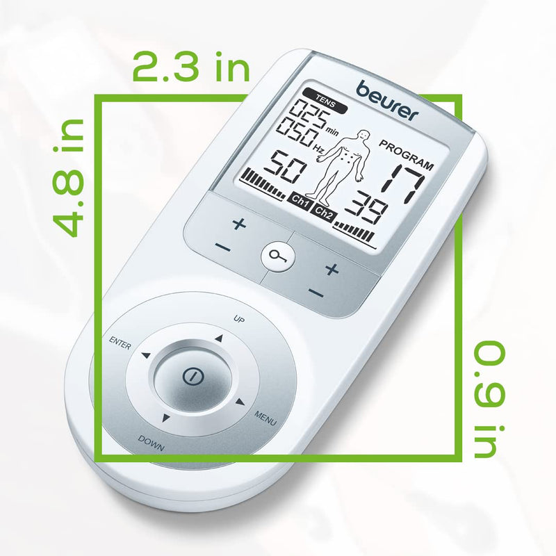[Australia - AusPower] - Beurer TENS Unit Muscle Stimulator for Pain Relief - TENS Machine with Adjustable Intensity Levels - Electronic Muscle Stimulator with TENS Unit Pads, EM44 