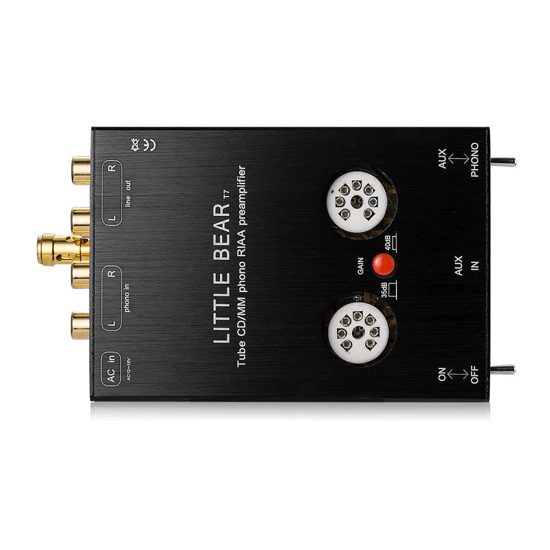 [Australia - AusPower] - Little Bear T7 Vacumn Tube Mini Phono Stage RIAA MM Turntable Preamp & HiFi Tube Pre-Amplifier (Black) Black 