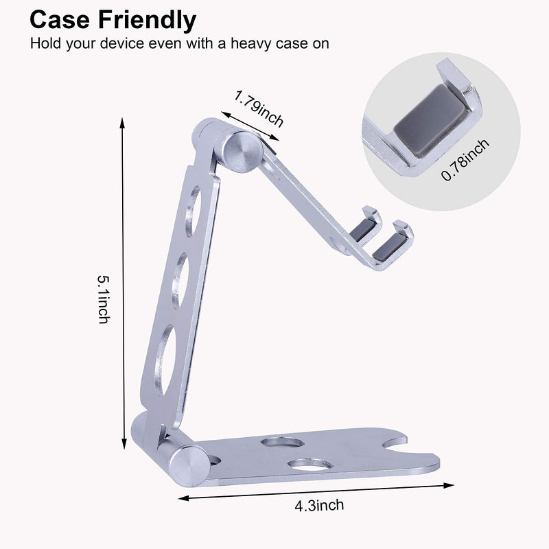 [Australia - AusPower] - yawen Adjustable Cell Phone Stand, Sturdy Aluminum Metal Desktop Phone Dock Holder Compatible with iPhone,ipad, Mobile Phone, All Android Smartphone,Tablet(4-12.9inch) ,Silver Silver 