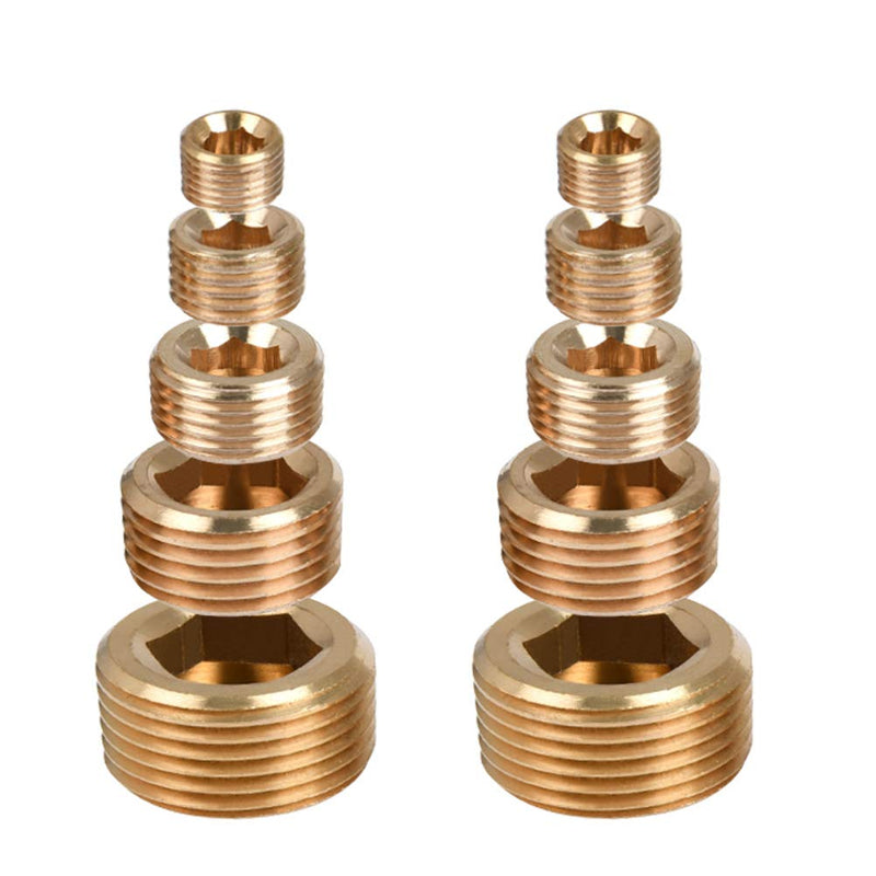[Australia - AusPower] - QLOUNI 25Pcs Brass Pipe Plugs Set, NPT Plug 1/8" 1/4" 3/8" 1/2" 3/4" Brass Pipe Fitting Internal Hex Thread Socket Pipe Plug Assortment Kit 
