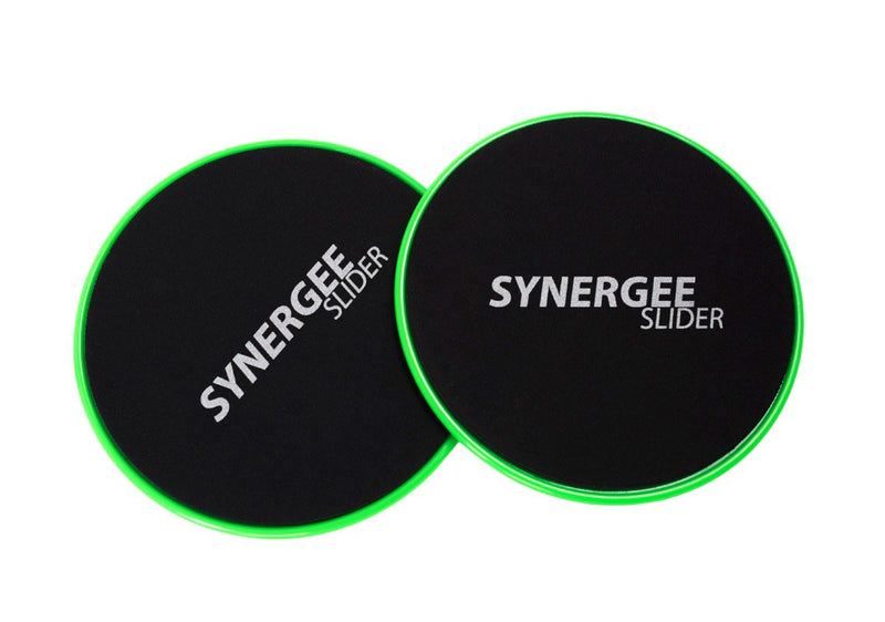 [Australia - AusPower] - Synergee Core Sliders. Dual Sided Use on Carpet or Hardwood Floors. Abdominal Exercise Equipment Electric Green 