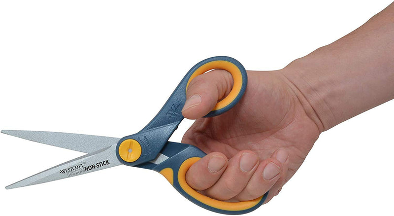 [Australia - AusPower] - Westcott 8" Titanium-Bonded Non-Stick Scissors For Office & Home, Gray/Yellow, 3 Pack (15454) 3-pack 