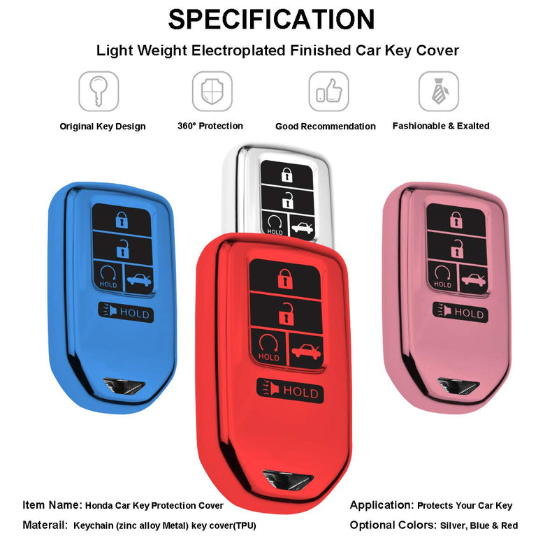 [Australia - AusPower] - SZJYLTC 5 Button Key Fob Case Cover for Honda 2019 Accord Civic Pilot Odyssey Passport CRV Smart Remote,Key Soft TPU Full Cover Protection Key Fob Shell Blue 