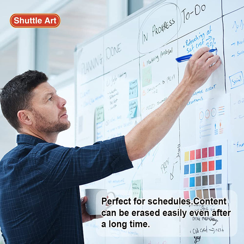 [Australia - AusPower] - Wet Erase Markers, Shuttle Art 15 Pack Blue 1mm Fine Tip Smudge-Free Markers, Use on Laminated Calendars, Overhead Projectors, Schedules, Whiteboards, Transparencies, Glass, Wipe with Water 