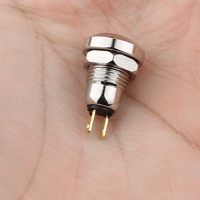 [Australia - AusPower] - Clyxgs Metal Momentary Push Button Switch Waterproof Silver Point 8mm Mini Micro Round DC36V/2A Self-Reset for Power Start Doorbell, Golden Foot, 5PCS 