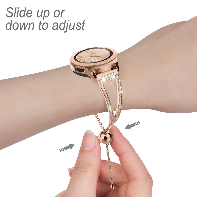 [Australia - AusPower] - TOYOUTHS Compatible for Samsung Galaxy Watch 42mm Band Women Rose Gold Replacement Bling Jewelry Bracelets for 20mm Quick Release Watch Band Samsung Watch 42mm/Samsung Watch Active 40mm, Rose Gold 