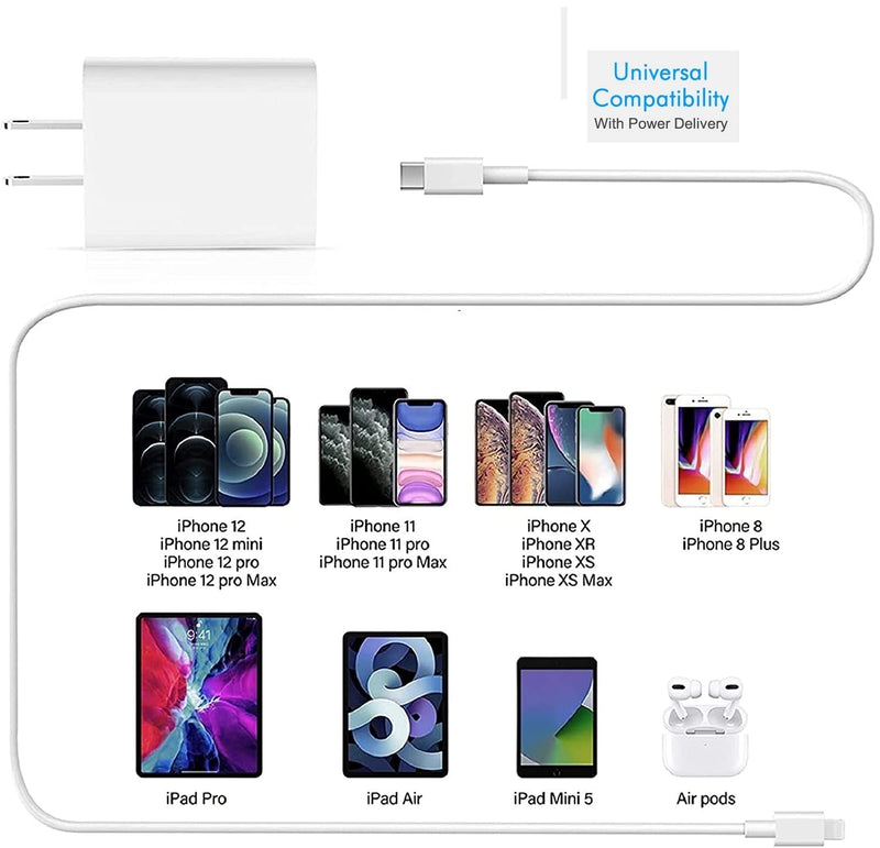 [Australia - AusPower] - iPhone Fast Charger, [Apple MFi Certified] 20W USB C Rapid Wall Charger with USB-C Fast Charging Cable Compatible with iPhone 13 Pro 12 Mini 12 Pro Max 11 Pro Max XR X XS 8 Plus 