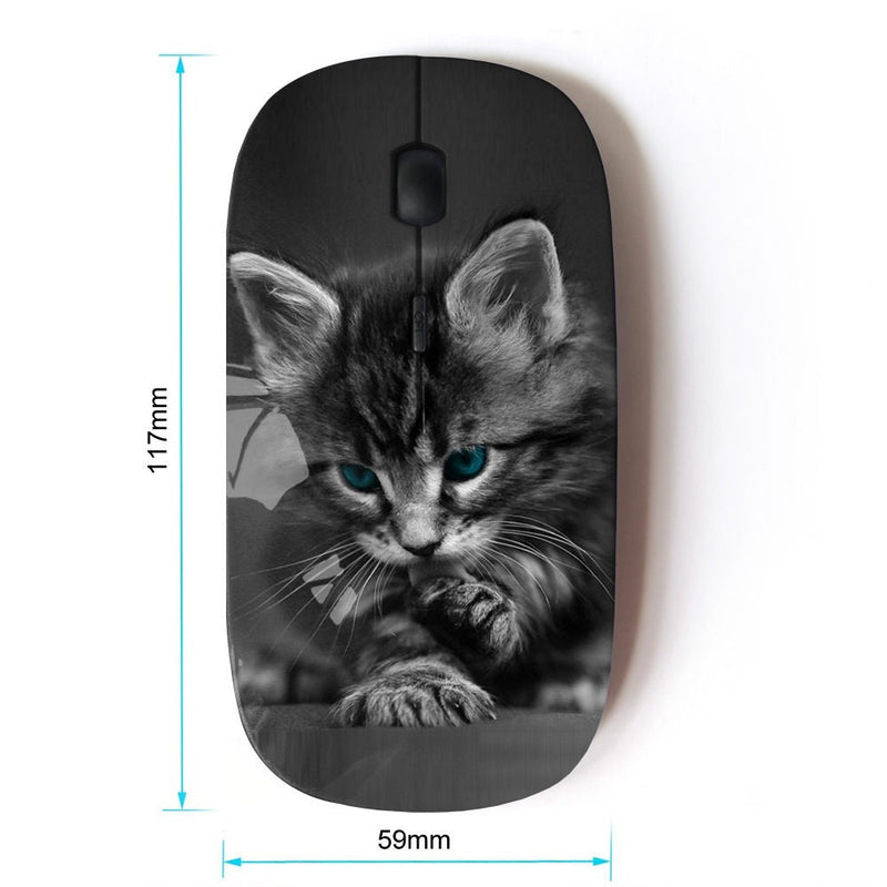 [Australia - AusPower] - KawaiiMouse [ Optical 2.4G Wireless Mouse ] Cute Paw Kitten Whiskers Grey Baby Cat 