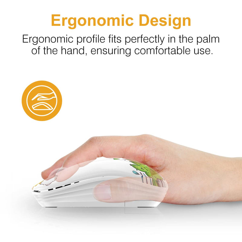 [Australia - AusPower] - FMOUSE Wireless Mouse Cute Silent Computer Mouse with USB Receiver & Cute Decoration, Wireless Bluetooth Dual Mode Mouse 1600 DPI Power Saving Less Noise, Portable Mouse for PC, Laptop, Desktop (Lion) Lion 