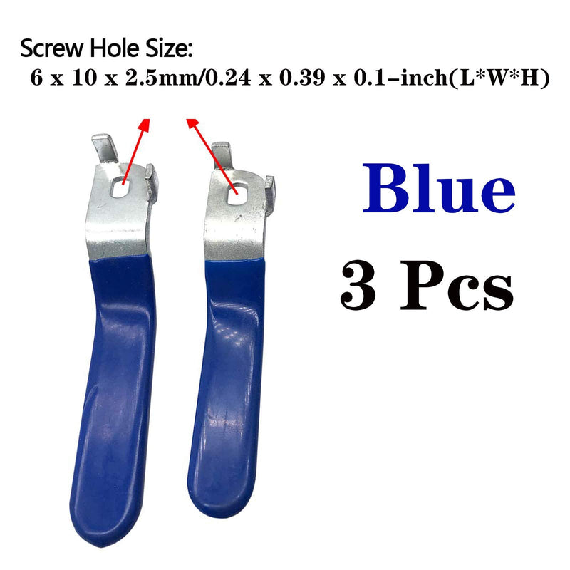 [Australia - AusPower] - 3 Pcs Blue Valve Handle Hole Size 6x10mm,Hole Thickness 2.5mm,Total length 120mm（6x10x2.5mm） 3 Pcs 