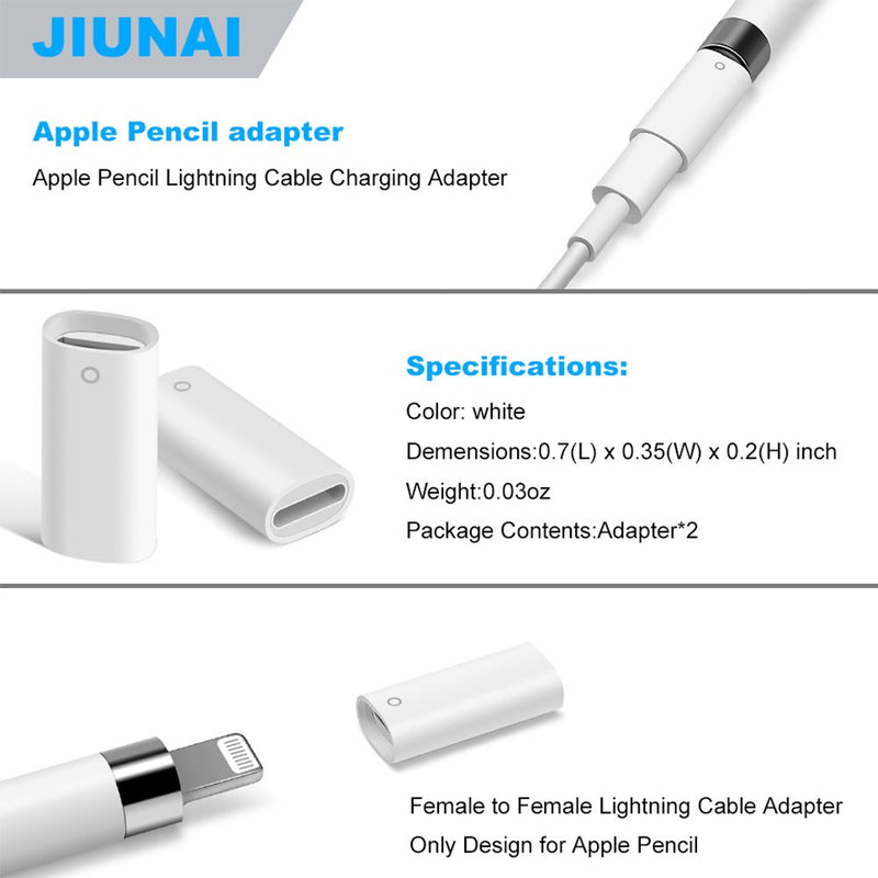 [Australia - AusPower] - Jiunai 2 Pack Adapter Compatible with Apple Pencil Adapter Female to Female Charging Adapters Lightning Cable Adapter for iPad Pro Apple Pencil 