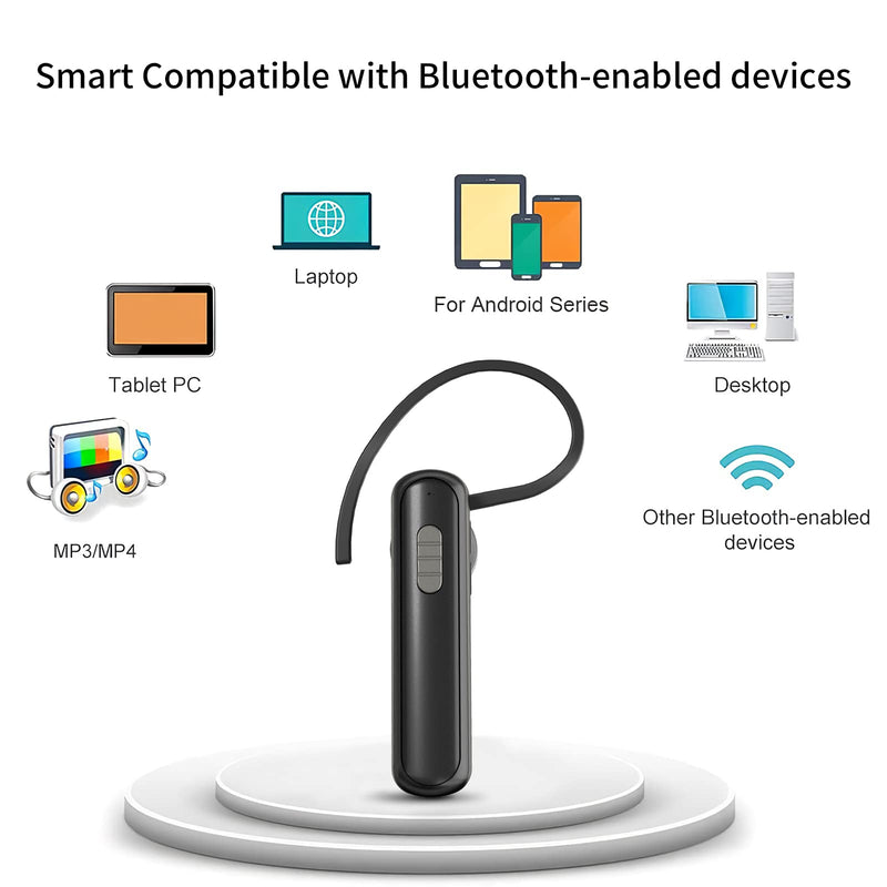 [Australia - AusPower] - Bluetooth Earpiece V5.1, Handsfree Bluetooth Headset for Cell Phones Wireless Earpiece with CVC8.0 Noise Cancelling Microphone and 260 Hours Standby Time for iPhone Android Samsung Laptop Truck Driver 