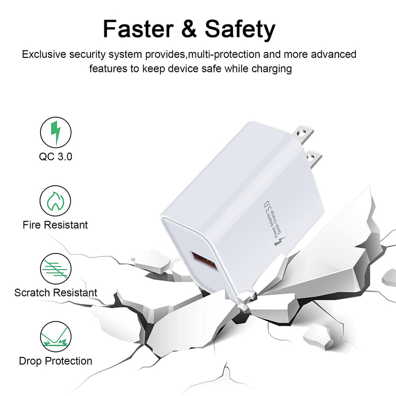 [Australia - AusPower] - Quick Charge 3.0 Wall Charger,18W USB C Fast Charger with Type C Cable for Samsung Galaxy S21 Ultra/S21+/S22/S20 Ultra/Note 20/A12 A50 A51 A20 A11 A01 A10e, LG G6 G7 Thinq Stylo 6 5 4, Google Pixel 6 