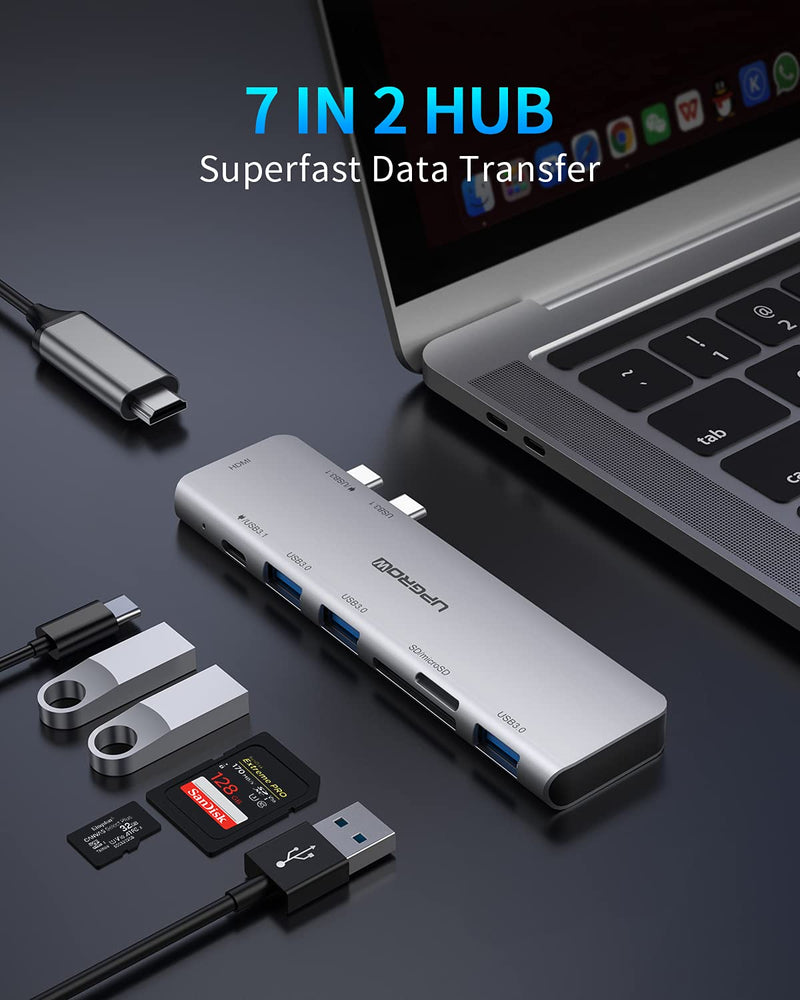 [Australia - AusPower] - USB C Hub for MacBook, PowerExpand Direct 7-in-2 USB C Adapter Compatible with Thunderbolt 3 USB C Port, 100W Power Delivery, 4K HDMI, USB C and 2 USB A Data Ports, SD and microSD Card Reader 7 in 2 USB-C HUB 