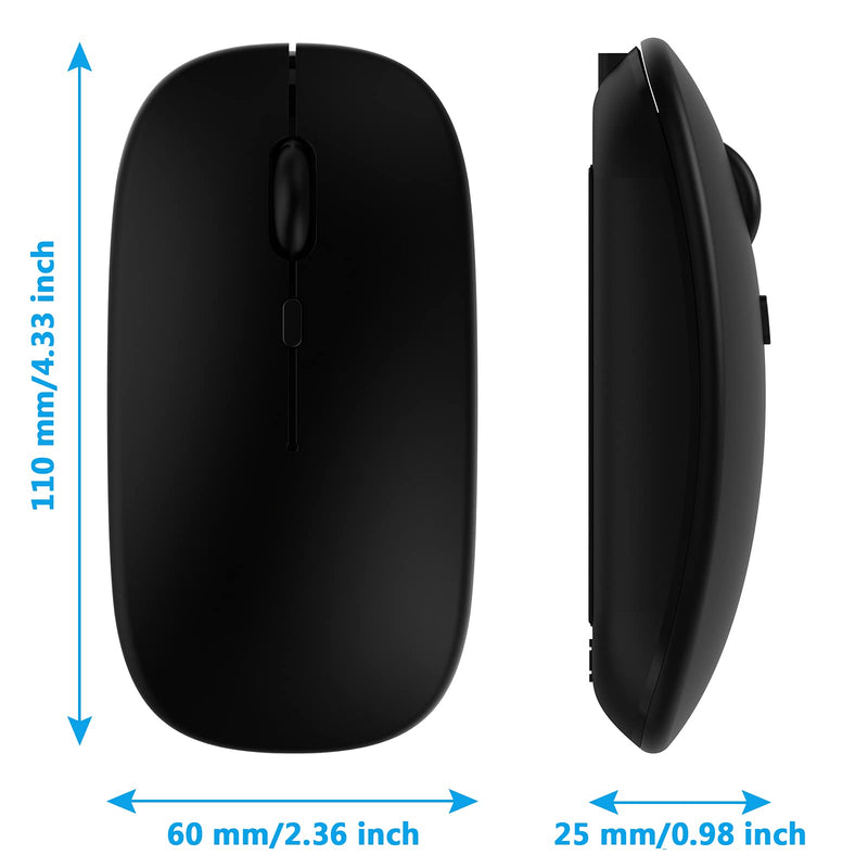 [Australia - AusPower] - Bluetooth Mouse, Rechargeable Computer Wireless Mouse for MacBook Pro/ MacBook Air Laptop Desktop PC Mac iMac iPad iPhone Tablet Cell Phone Windows Android Portable Silent 2.4G Cordless Mice (Black) Black 