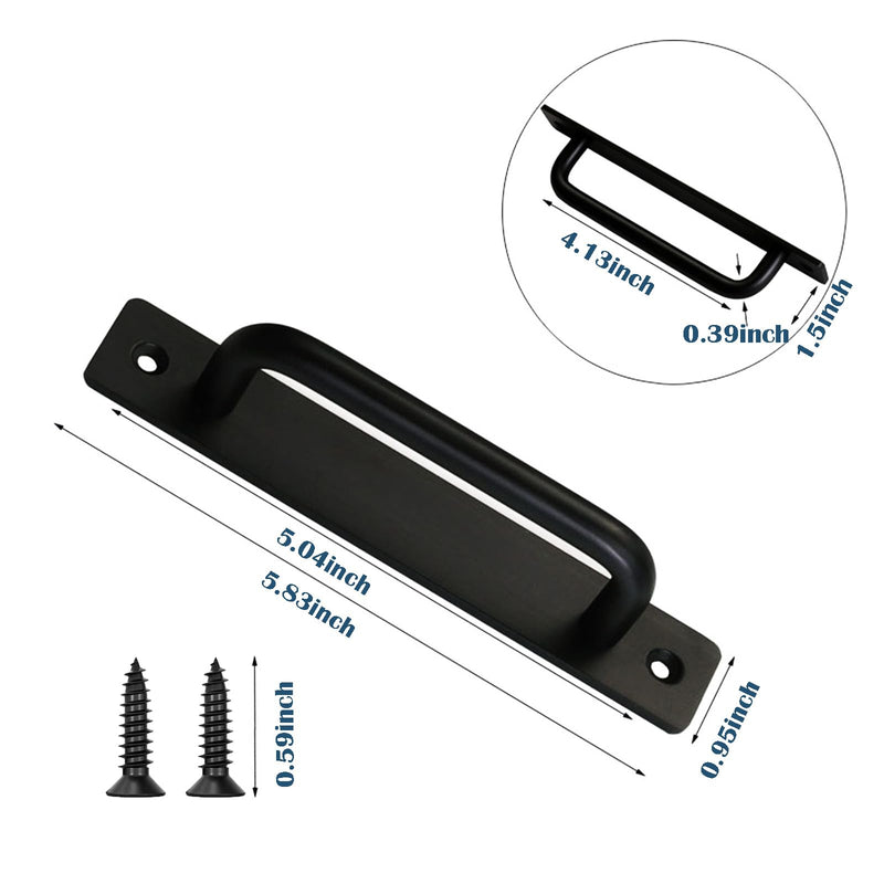 [Australia - AusPower] - WIENOLOA Barn Door Handles 2 Pack, Sliding Door Handle 5 inch Hole Center Black Cabinet Handles Aluminum Alloy Gate Door Pulls with Plate for Sliding Closet Door Hardware Pull Handle(5.83inch) 5.83inch 