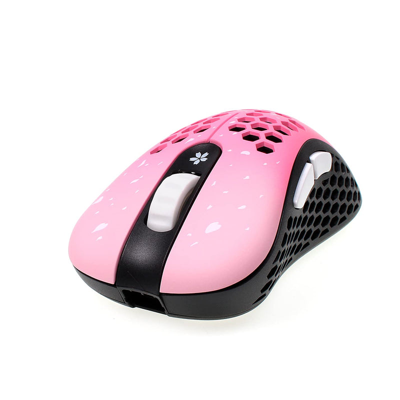 [Australia - AusPower] - Skoll Mini SK-S Sakura 50g Ultralight Weight Honeycomb Design Ergonomic Gaming Mouse with 3389 Sensor - PTFE Skates - 16,000DPI - Detachable Cable (Pink) 
