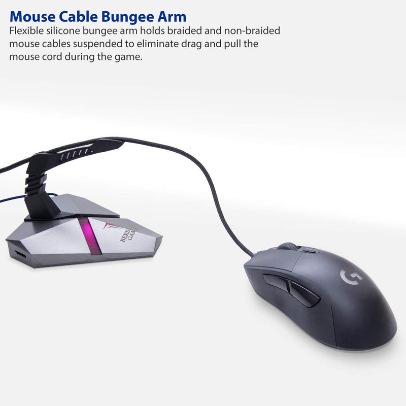 [Australia - AusPower] - LOKI Gaming Mouse Bungee Stand - RGB LED Lights - 4 Port USB 3.0 Hub with Active Power - Micro SD Card Reader Slot - PC; Mac; Linux 