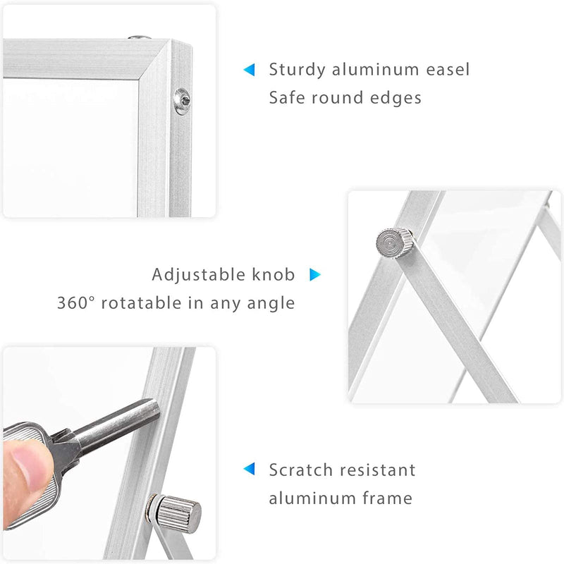 [Australia - AusPower] - Small WhiteBoard with Stand 10" X 10", ARCOBIS Magnetic Double-Sided Dry Erase White Board Easel for Desk Students Kids Home Office Silver 10“ X 10” 