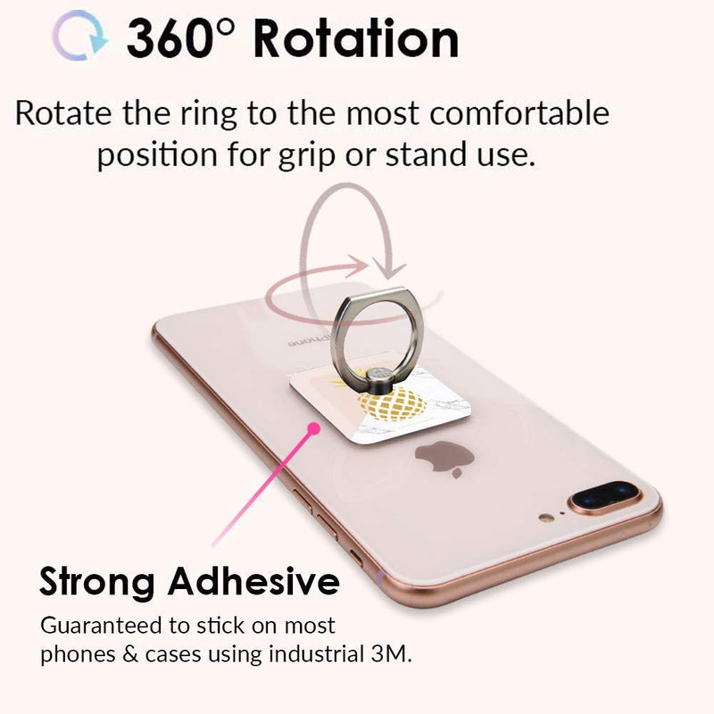 [Australia - AusPower] - Cell Phone Finger Ring Holder Stand with Car Mount for Smartphone and Tablet,Kickstand 360 Rotation Grip Stand - Pink Rose Gold Marble Pineapple 
