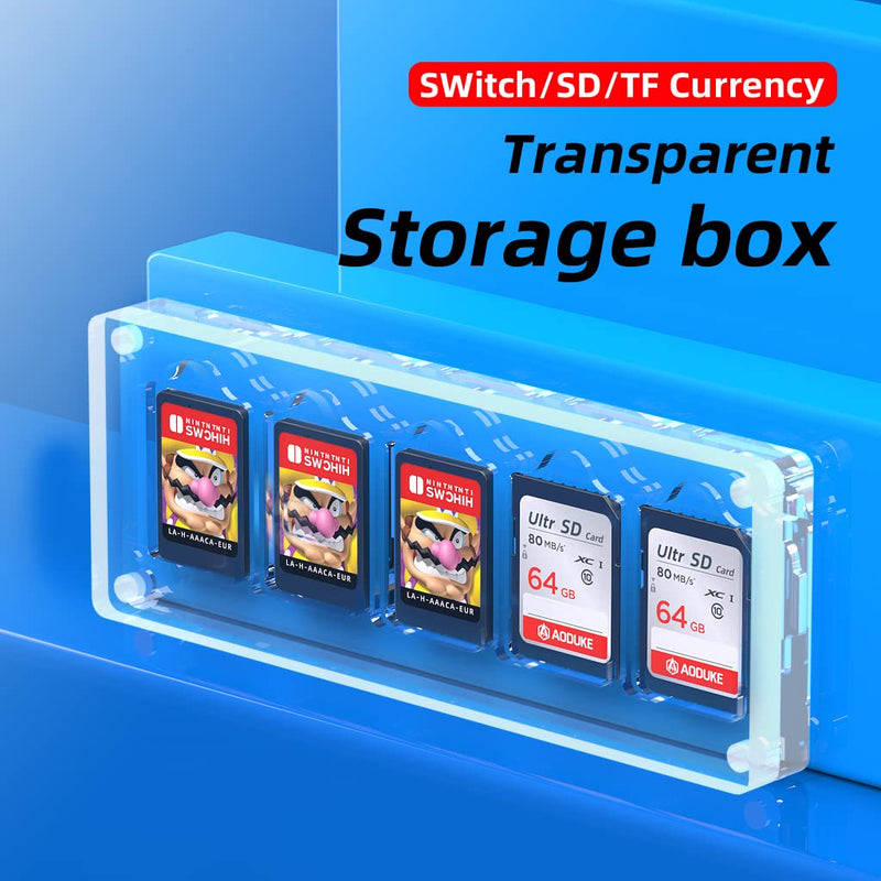 [Australia - AusPower] - AODUKE 5 Slots Magnetic Closure Nintendo Switch Game Card Case, Can Store Switch/SD/Micro SD TF Card Transparent Display box-AJCX05SD 5 slot acrylic 