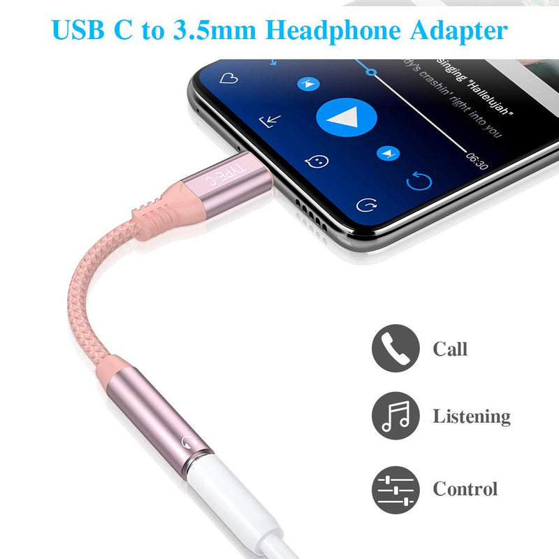 [Australia - AusPower] - TITACUTE USB C to 3.5mm Jack Audio Adapter USB C Headphone Adapter Hi-res Aux Cord Earphones Dongle Stereo Cable for OnePlus 8T 8 7T 9 Pro Samsung S22 Ultra S21 S20 FE Galaxy Z Flip 3 Note 20 RoseGold 