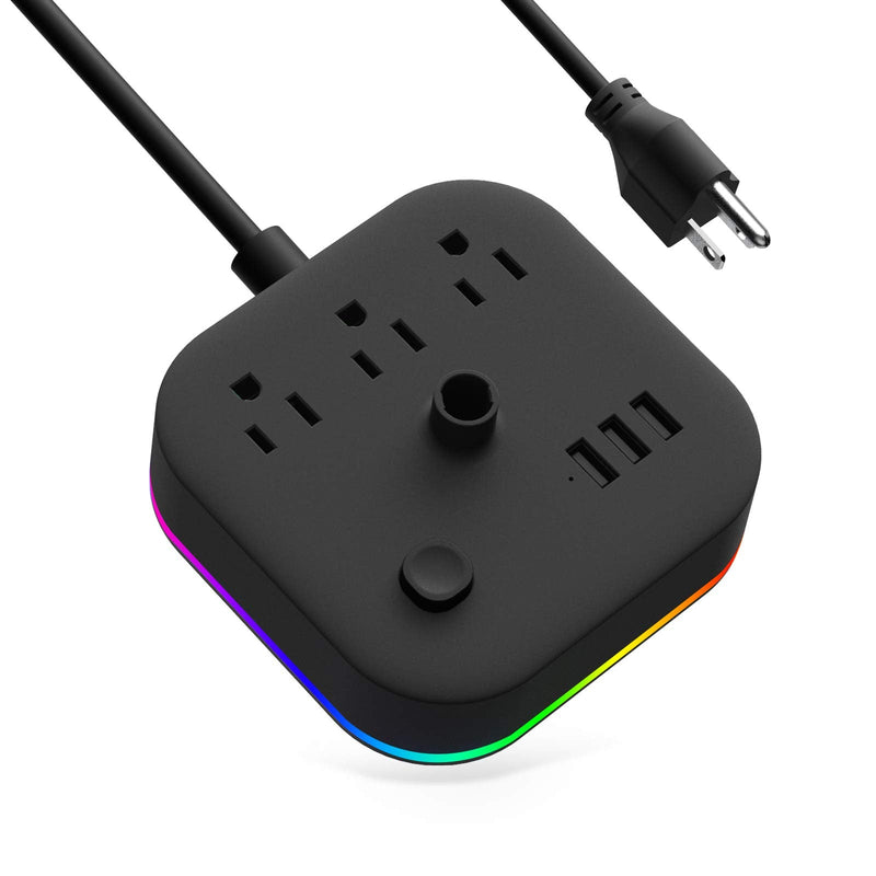 [Australia - AusPower] - Gamenote RGB Headphone Stand & Power Strip 2 in 1 Desk Gaming Headset Holder with 3 USB Charging Ports and 3 Power Outlets Earphone Hanger Accessories for Desktop Gamer 