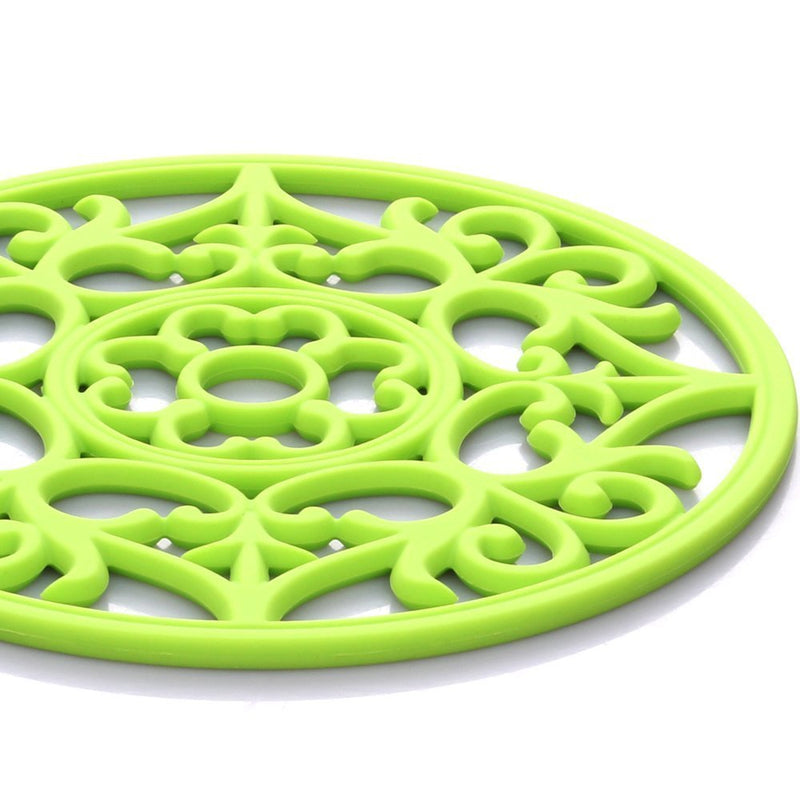 [Australia - AusPower] - ME.FAN 3 Set Silicone Multi-Use Intricately Carved Trivet Mat - Insulated Flexible Durable Non Slip Coasters (Black) Black 