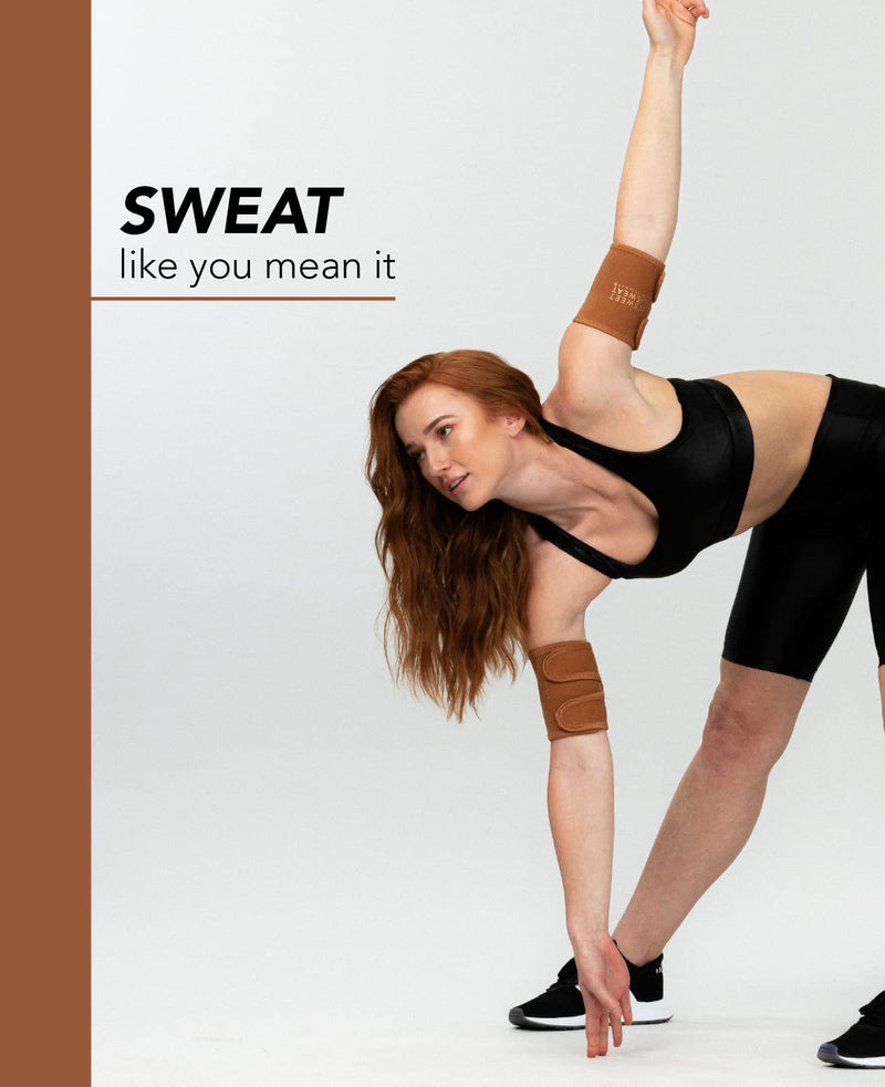 [Australia - AusPower] - Sports Research Sweet Sweat Arm Trimmers for Men & Women | Premium Quality Arm Wraps for Maximizing Heat & Sweat During Exercise| Includes Mesh Carry-Bag Clay Small 