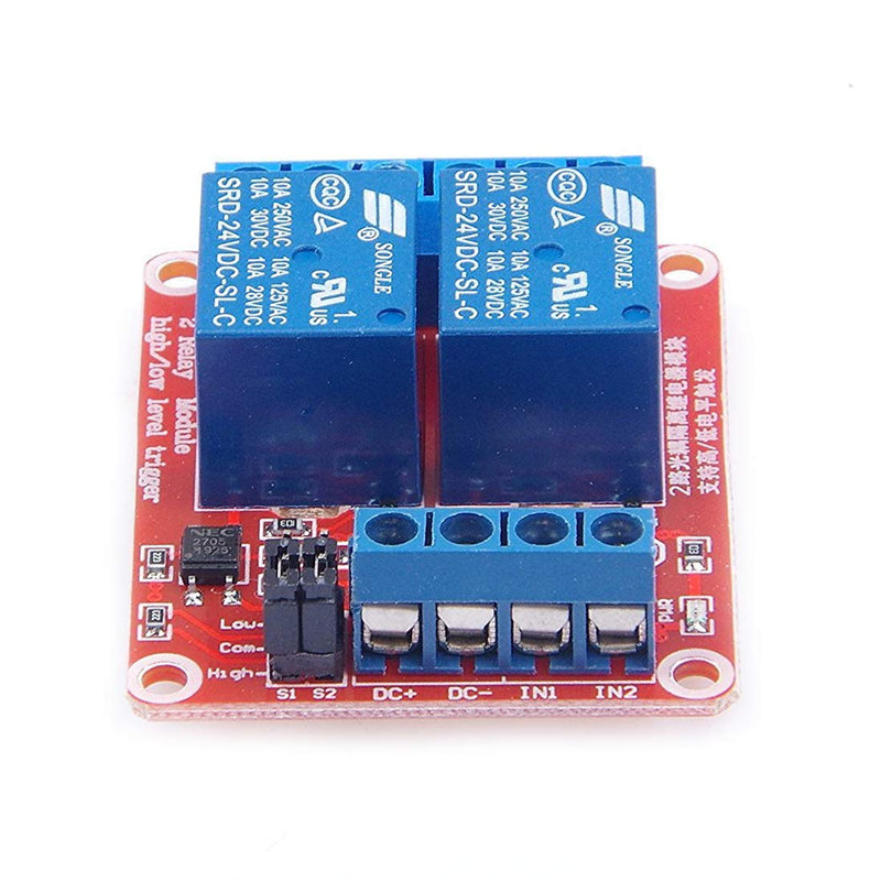 [Australia - AusPower] - Hailege 2pcs DC 24V 2 Channel Relay Module with Isolated Optocoupler High and Low Level H/L Level Trigger Module Triggered by DC 24V 