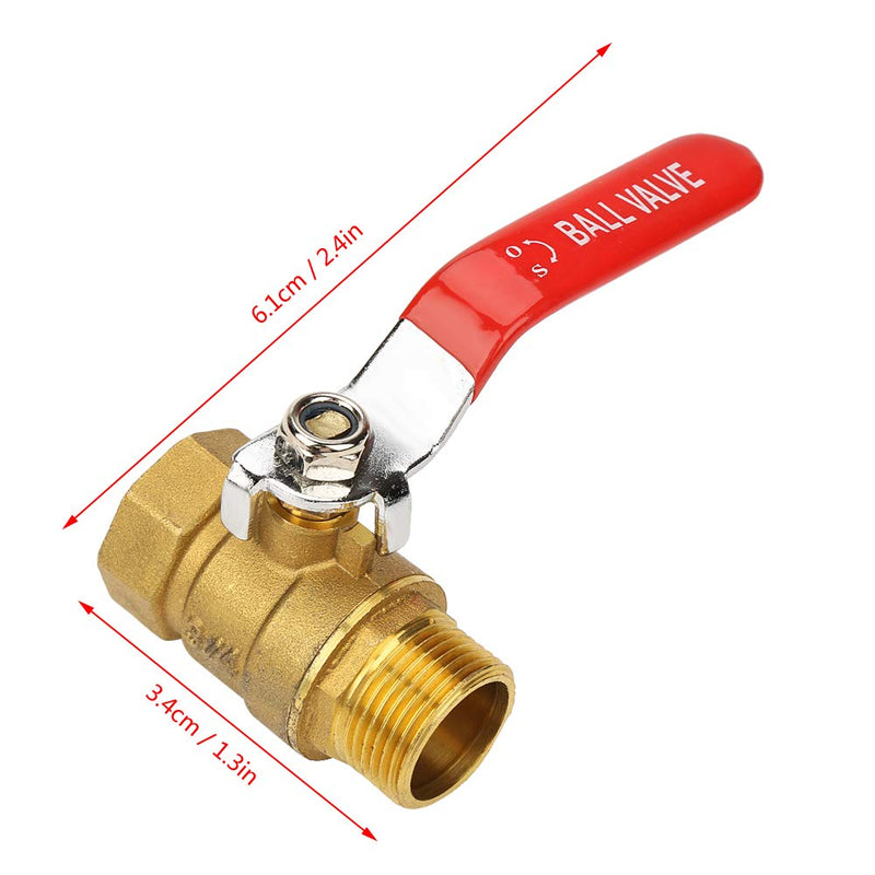 [Australia - AusPower] - Akozon 3/4"BSP Brass Ball Valve Shut Off Switch DN20 Male and Female Thread Dual Direction Pipe Fitting for Water 