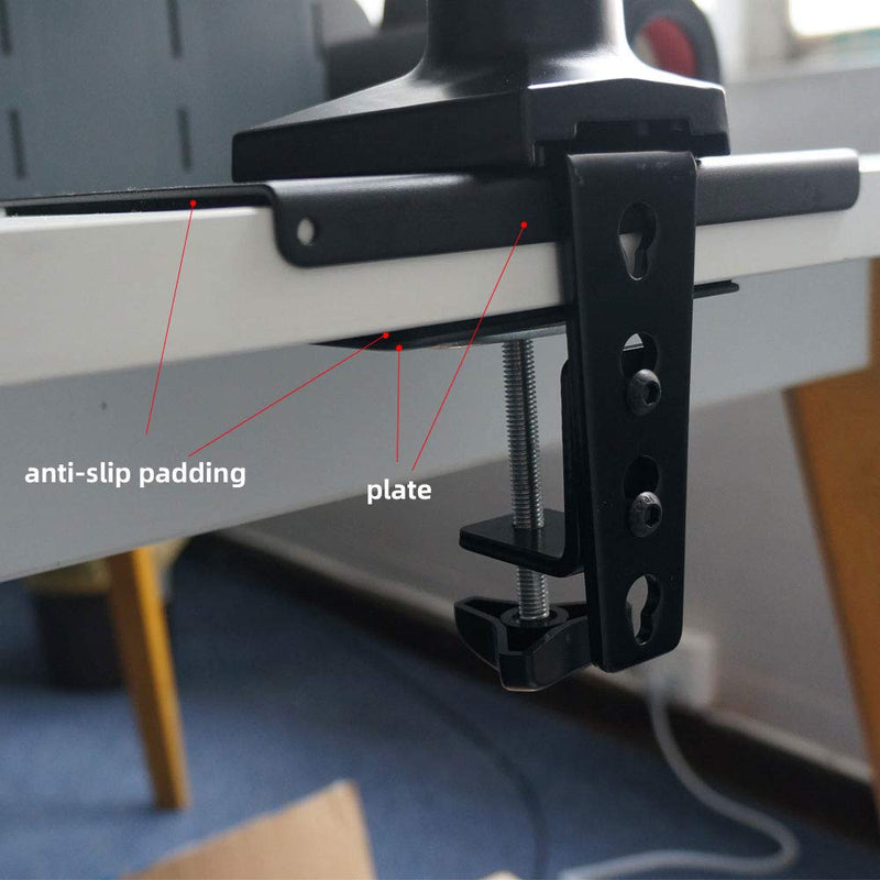 [Australia - AusPower] - Steel Monitor Mount Reinforcement Plate Fits Most Monitor Desk Mount，for Fragile Tabletop Protection (Black, Square-1) Black 