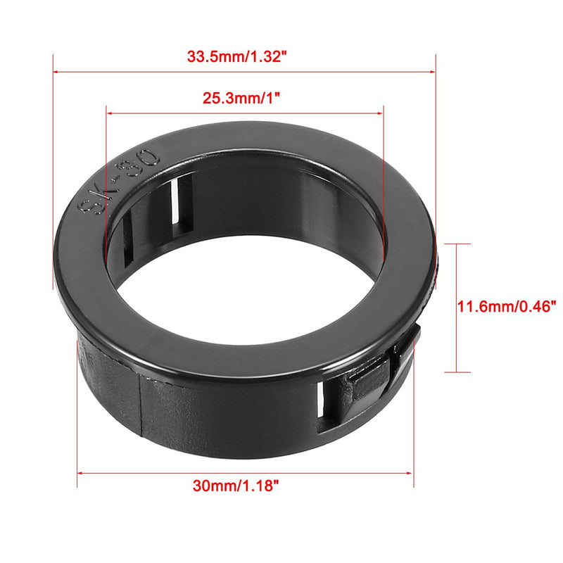 [Australia - AusPower] - uxcell 10pcs 30mm Mounted Dia Cable Hose Snap Bushing Grommet Protector Black 