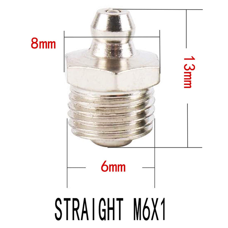 [Australia - AusPower] - COMOK 25pce M6 Straight Brass Zerk Grease Nipple Fittings 