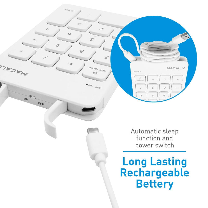 [Australia - AusPower] - Macally Wireless Bluetooth Numeric Keypad and Wireless Bluetooth Mouse for Mac and PC, Calculate Efficiently 
