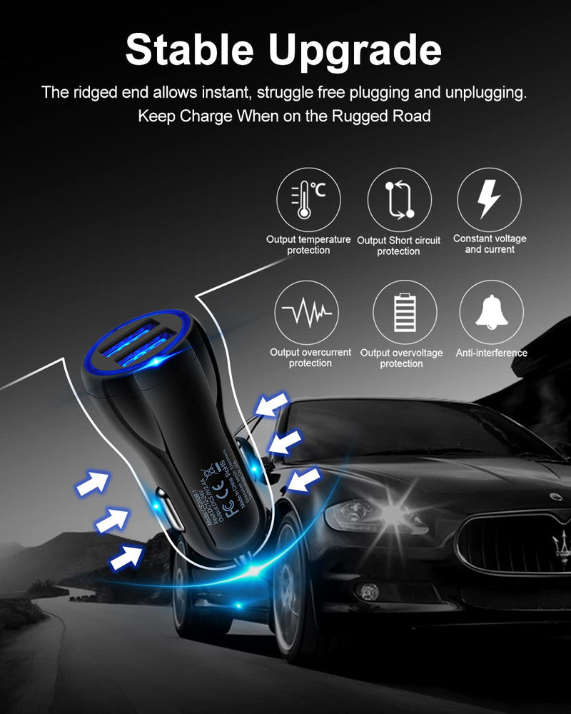 [Australia - AusPower] - Car Charger, [2pack/12W] Dual USB Sockets Cigarette Lighter Adapter, Automobile Power Charging Block for iPhone 13 Pro Max 12 11 10 SE X XR XS 8 Plus 6 6s, Samsung Galaxy S22+ S21 Ultra Android Phone 