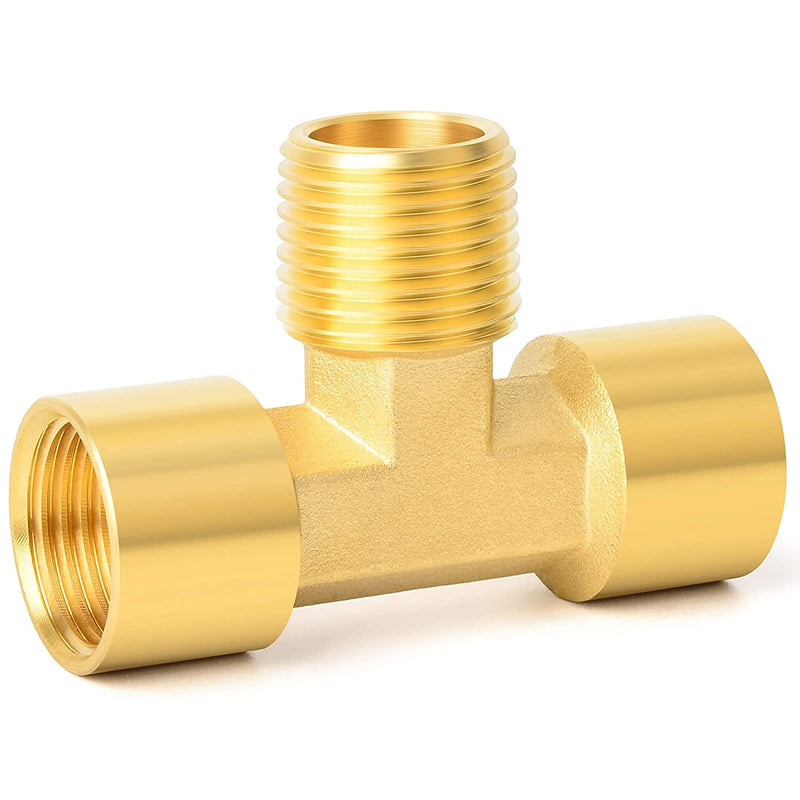 [Australia - AusPower] - GASHER 2PCS Metals Brass Pipe Fitting Barstock Male Branch Tee T Adapter 1/4" NPT Female x 1/4" NPT Female x 1/4" NPT Male 2 