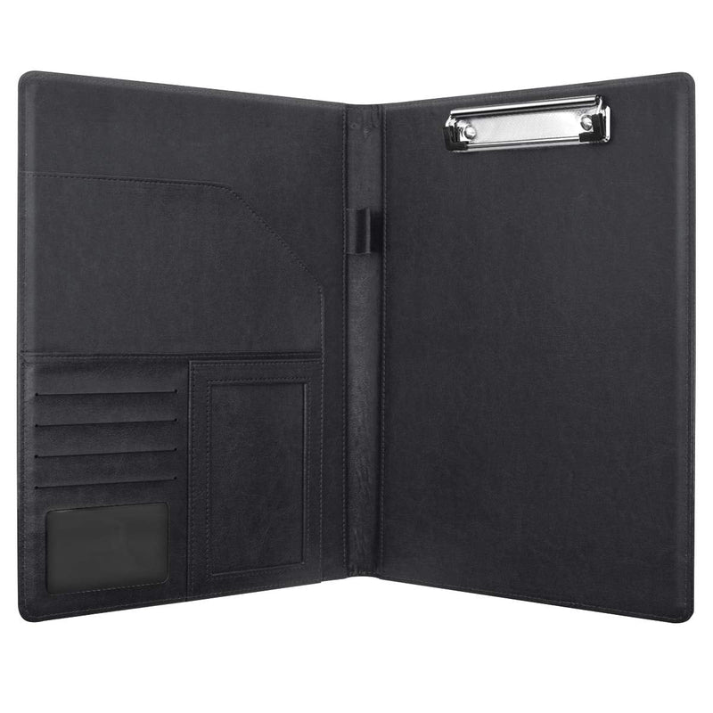 [Australia - AusPower] - WAVEYU Portfolio Case, Business Portfolio Folder, Padfolio Cover, Conference/Resume/Legal Document Organizer with Letter/A4 Size Clipboard Hardboard, Business Card Holders, Document Sleeve, Black 