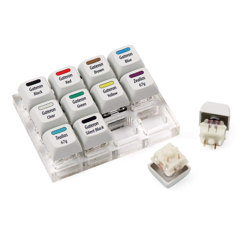 [Australia - AusPower] - Max Keyboard Gateron + Zealios + Tealios Key Switch 12-Key Tester Kit (Printed PBT Keycap with Key Switch Color Printed) 