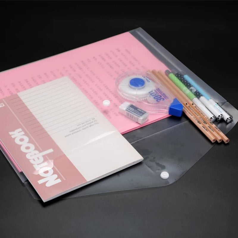 [Australia - AusPower] - Premium Envelope Wiekyze Poly Envelope 12 Pcs Plastic Document Envelopes with Snap Button Quality Clear Document Folder for A4 Size 