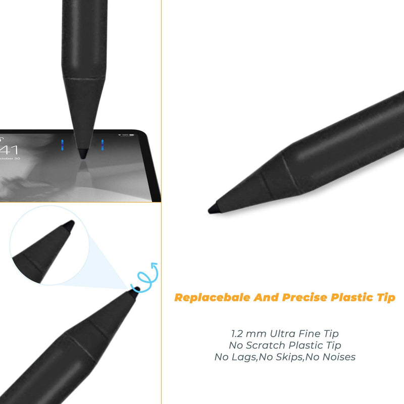 [Australia - AusPower] - iPad Pro 12.9" 5th/4th Stylus Pencil,1.5mm Palm Rejection Replaceable Fine Tip Active Pen Compatible with Apple Pencil for iPad Pro 12.9-Inch 5th/4th Gen Stylus for Drawing Sketching Pen Black 